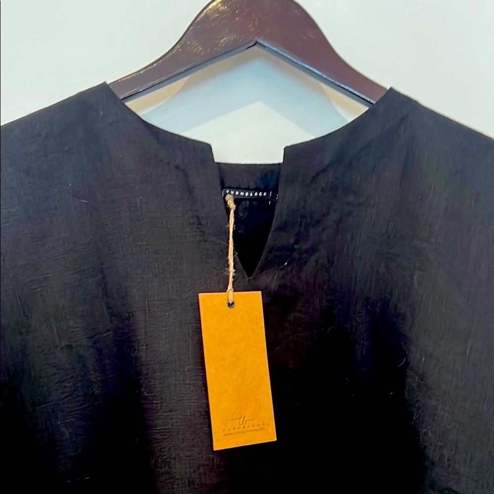 Turn Black brand Black Linen Juno Kaftan Midi Dress - Picture 3 of 10